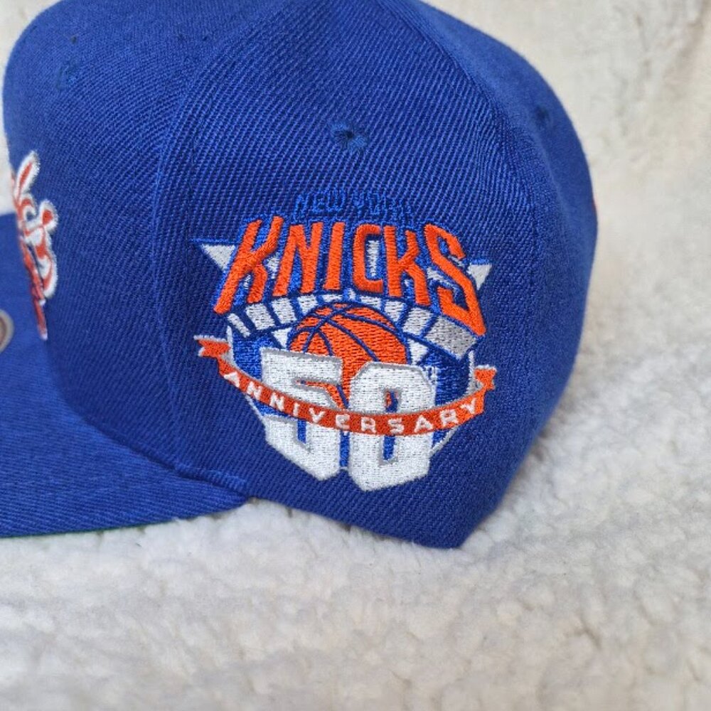 Mitchell & Ness NY Knicks Oversweep Snap Cap Blue One Size 50th Aniversary New - Picture 5 of 12